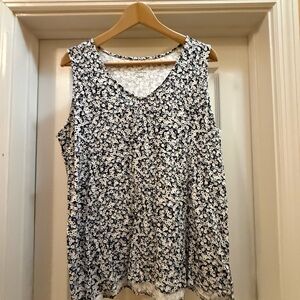 J. Jill Black and White Floral Tank Top